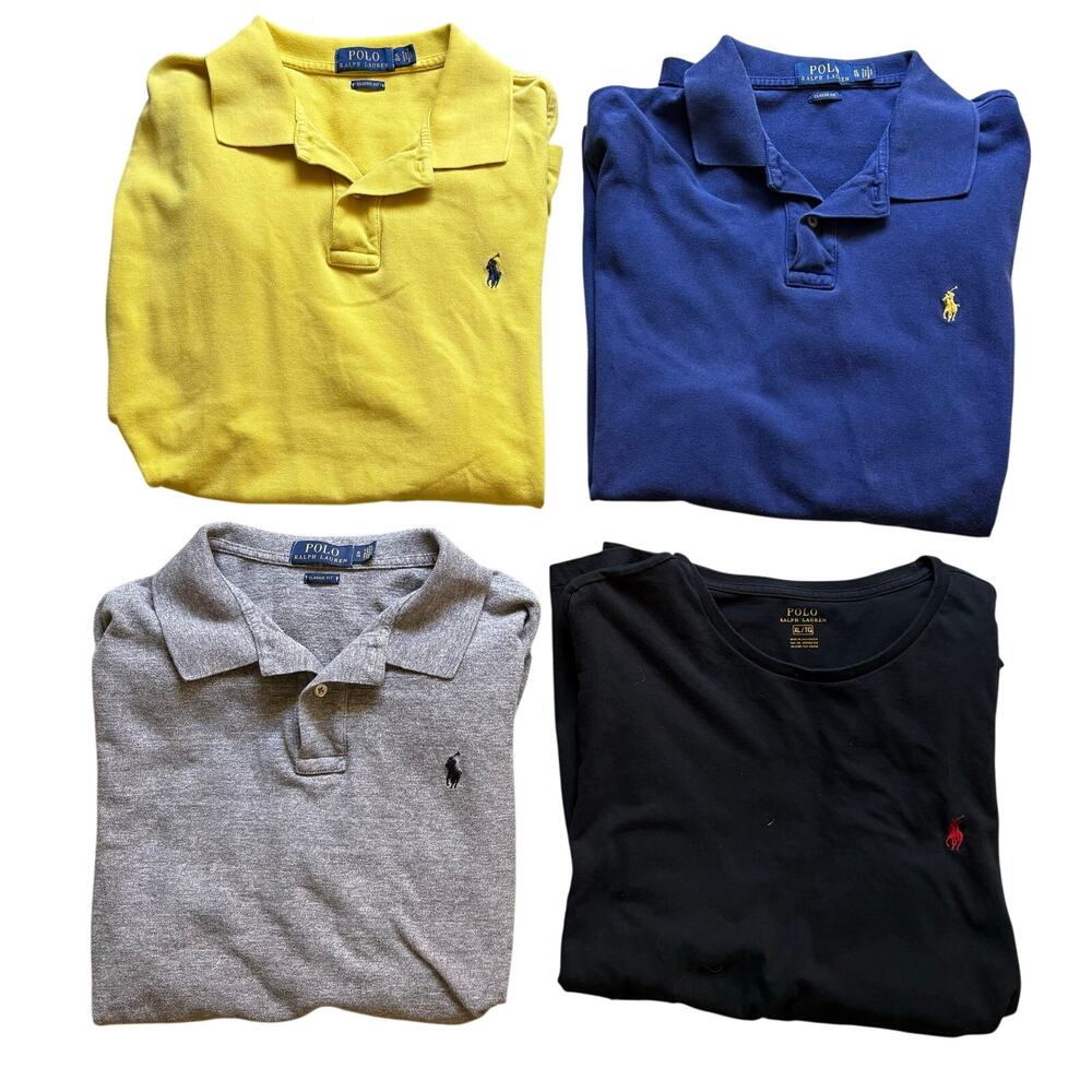 LOT OF 4 - Polo By Ralph Lauren Men’s Short Sleeve Polo Shirts & T-Shirt Size XL